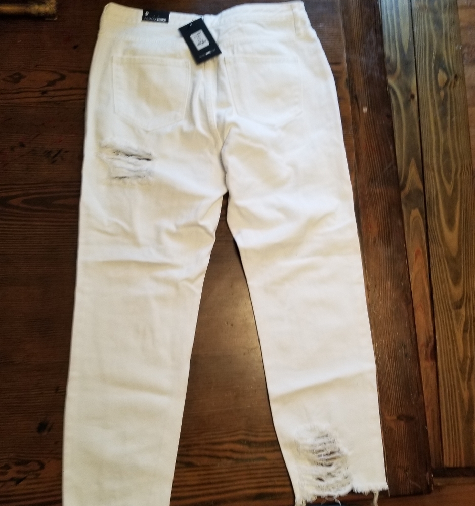 White distressed mom jeans